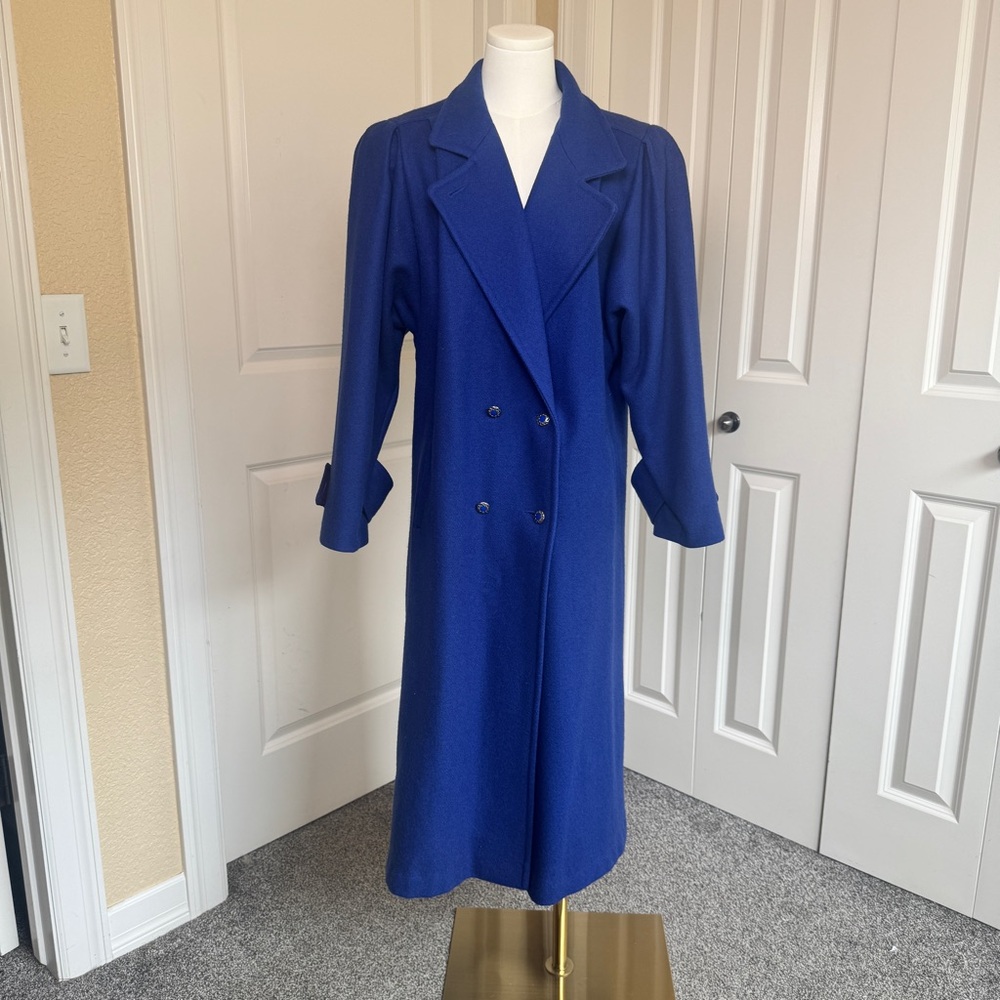 Vintage Jofeld Blue/Purple Hockanum by Forstmann Wool Trench Coat